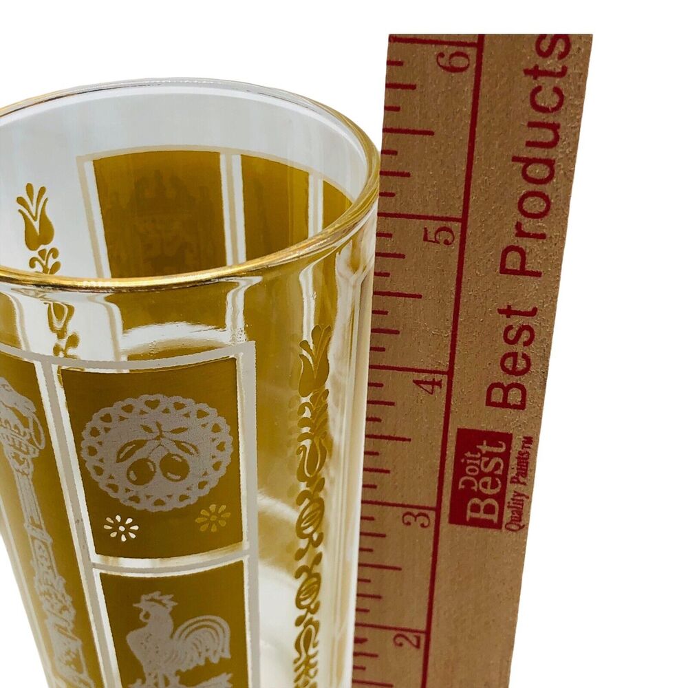 Pair VTG Libbey Tumbler Glass Mustard Gold Colonial Americana Old Time Country‎ - Picture 12 of 12